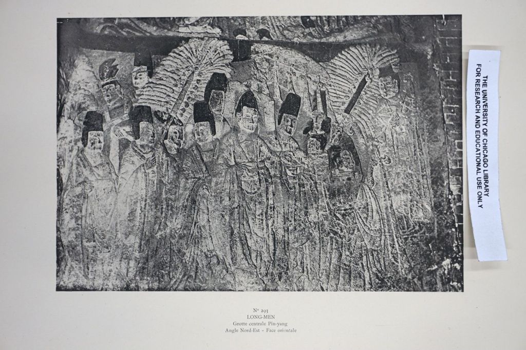 Miniature of Longmen Binyang Central Cave, northeast corner east portion, Emperor Procession relief