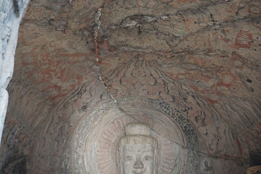 Miniature of Longmen Binyang Central Cave, lotus ceiling with celestial deities