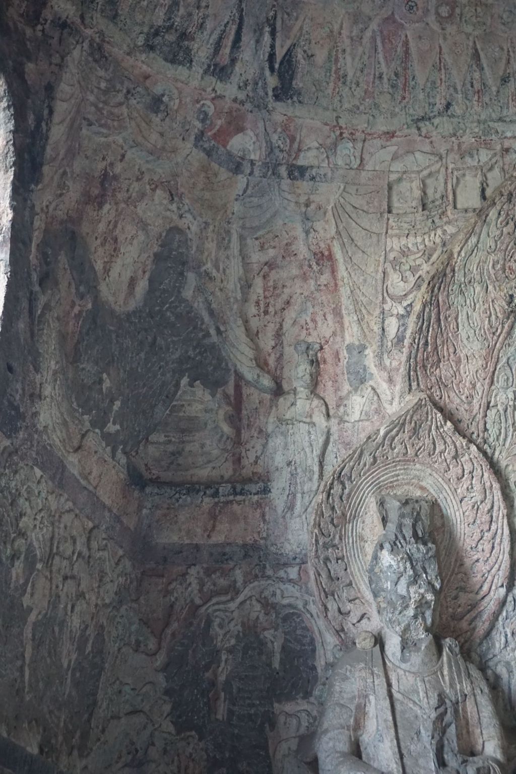 Miniature of Longmen Binyang Central Cave, southeast corner, showing removed Vimalakīrt relief
