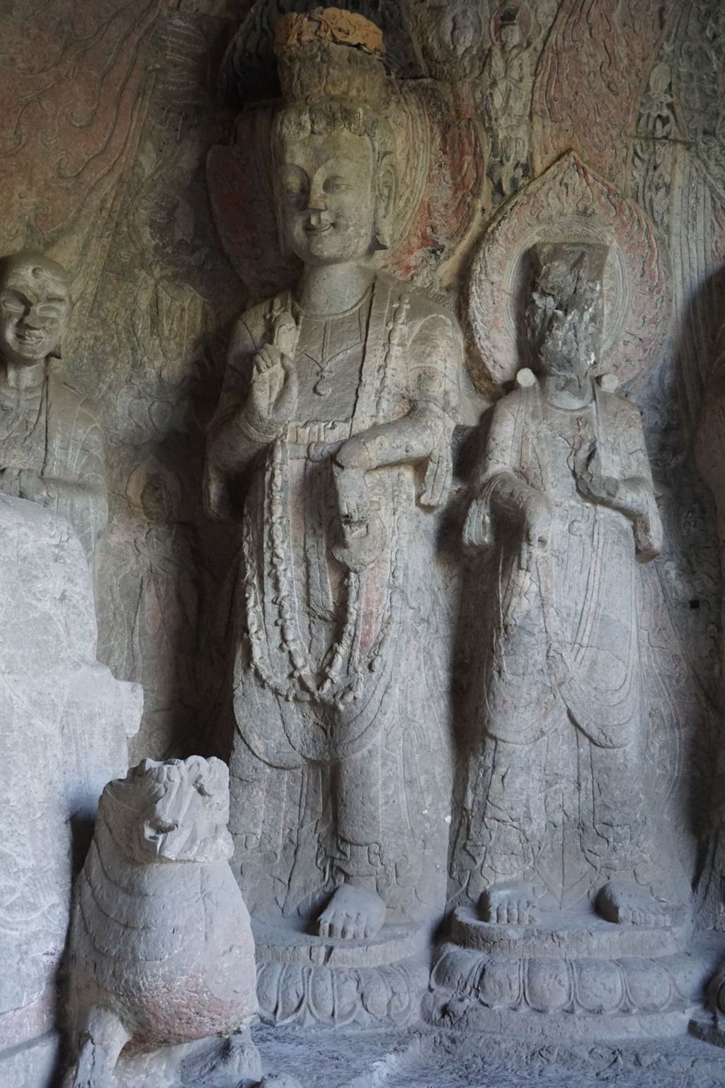 Miniature of Longmen Binyang Central Cave, lion and bodhisattvas on north wall