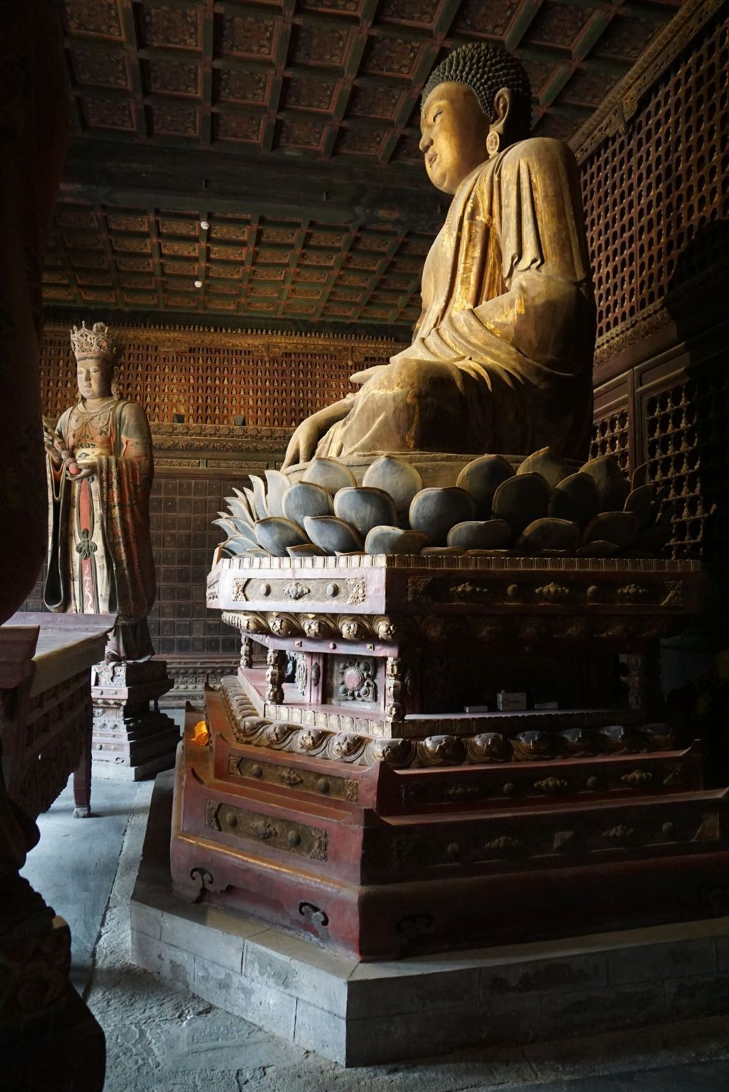 Miniature of Buddha Triad from Rulai Hall (Rulaidian, Tathagatha Hall or Shakyamuni Hall), Shakyamuni Buddha