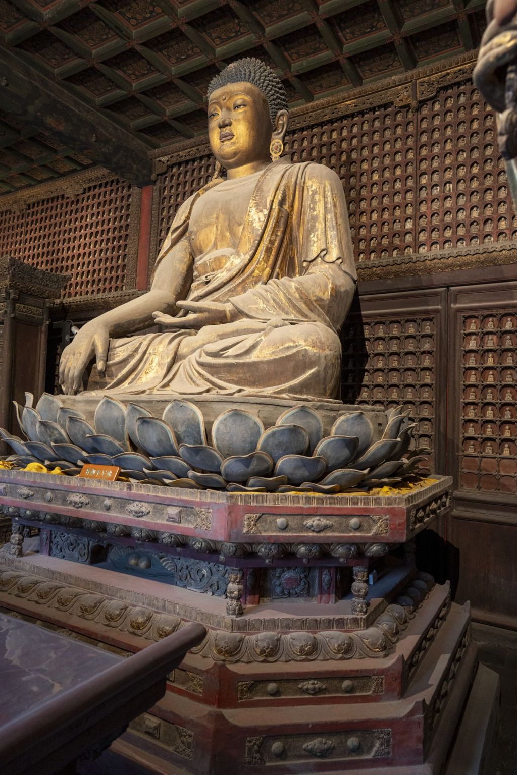 Miniature of Buddha Triad from Rulai Hall (Rulaidian, Tathagatha Hall or Shakyamuni Hall), Shakyamuni