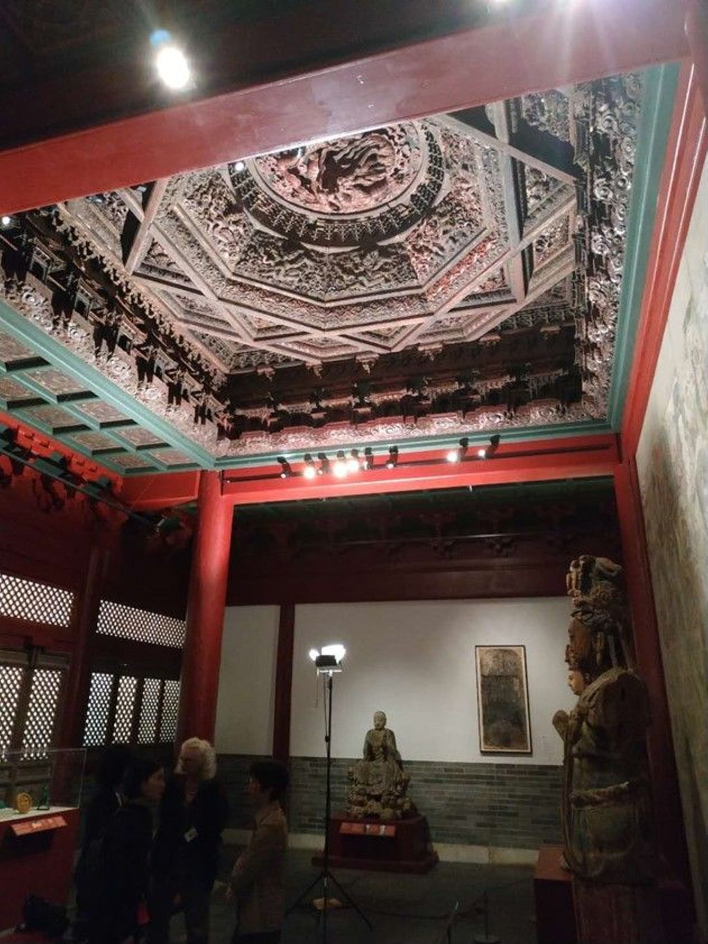 Miniature of Coffered Ceiling from Zhihua Hall (Zhihuadian, Hall of Transforming Wisdom), research team conducting scanning