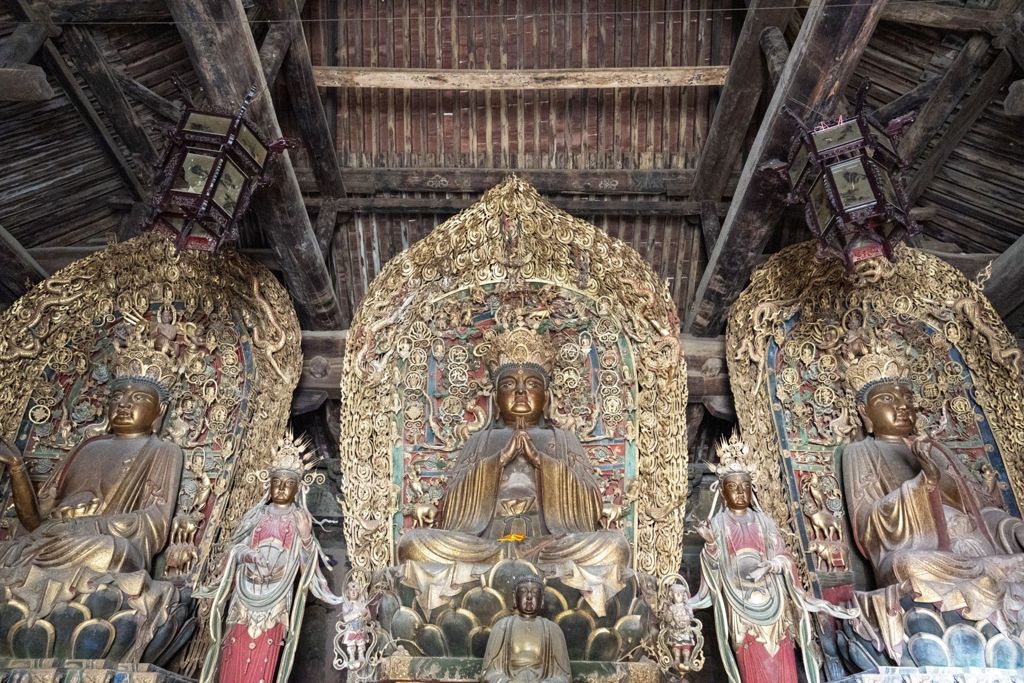 Miniature of Upper Guangsheng Temple, Vairocana Hall (or Pilu Temple or Tianzhongtian Temple), Buddha Triad