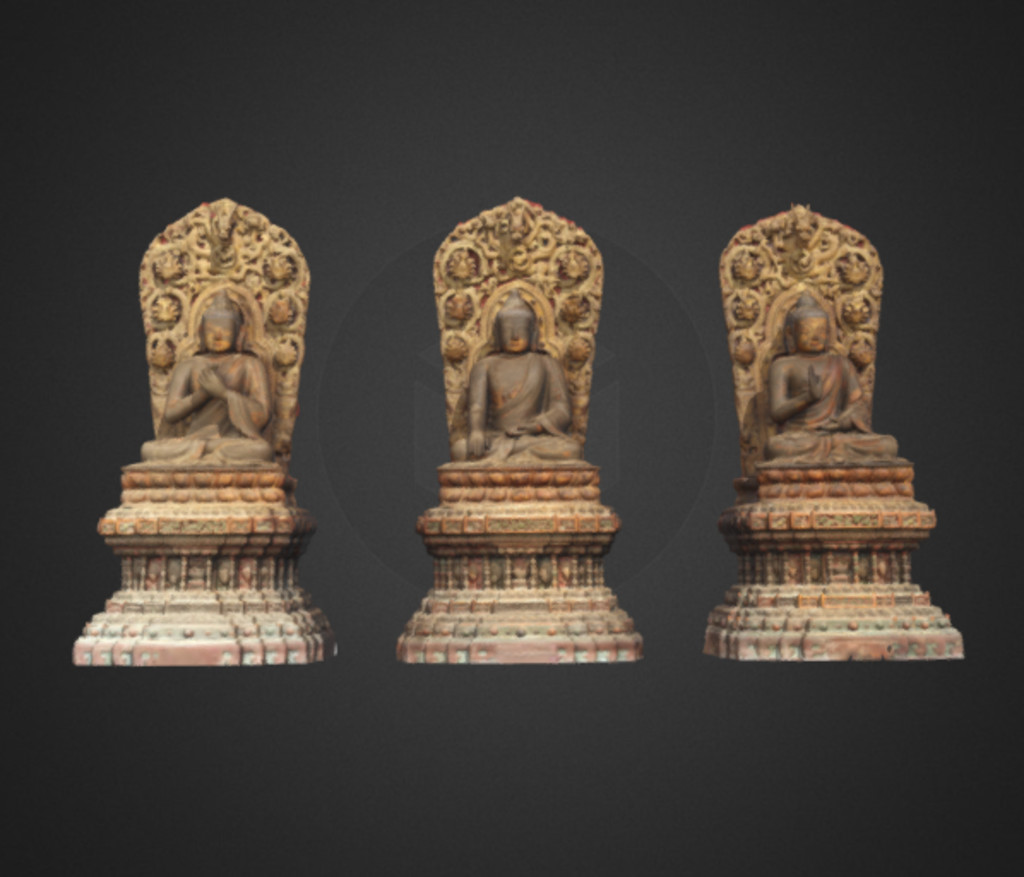 Miniature of Buddha Triad from Zhihua Hall (Zhihuadian, Hall of Transforming Wisdom), 3D model