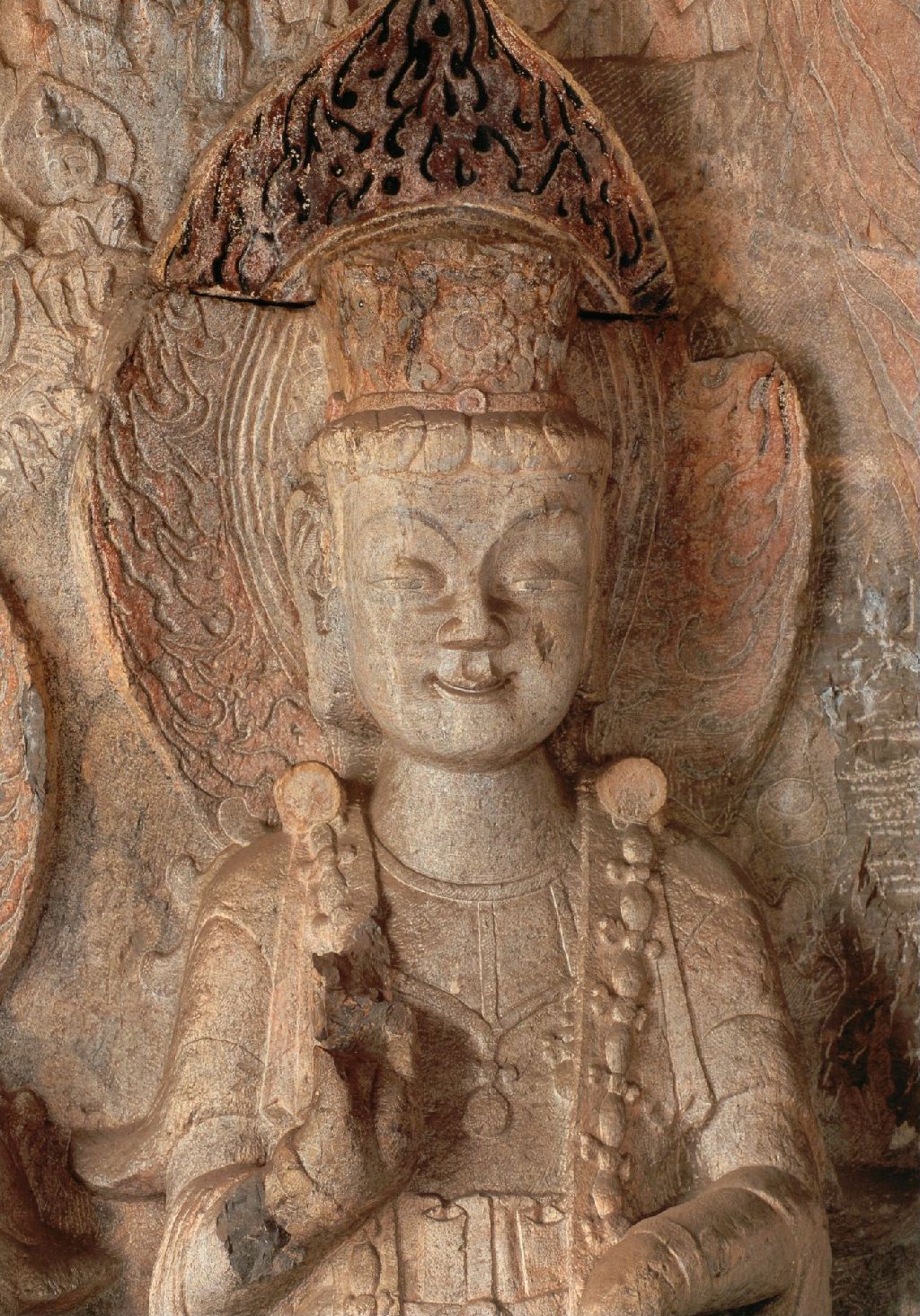 Miniature of Longmen Binyang Central Cave, Detail of the Bodhisattva on the right side on the West Wall of Cave 140