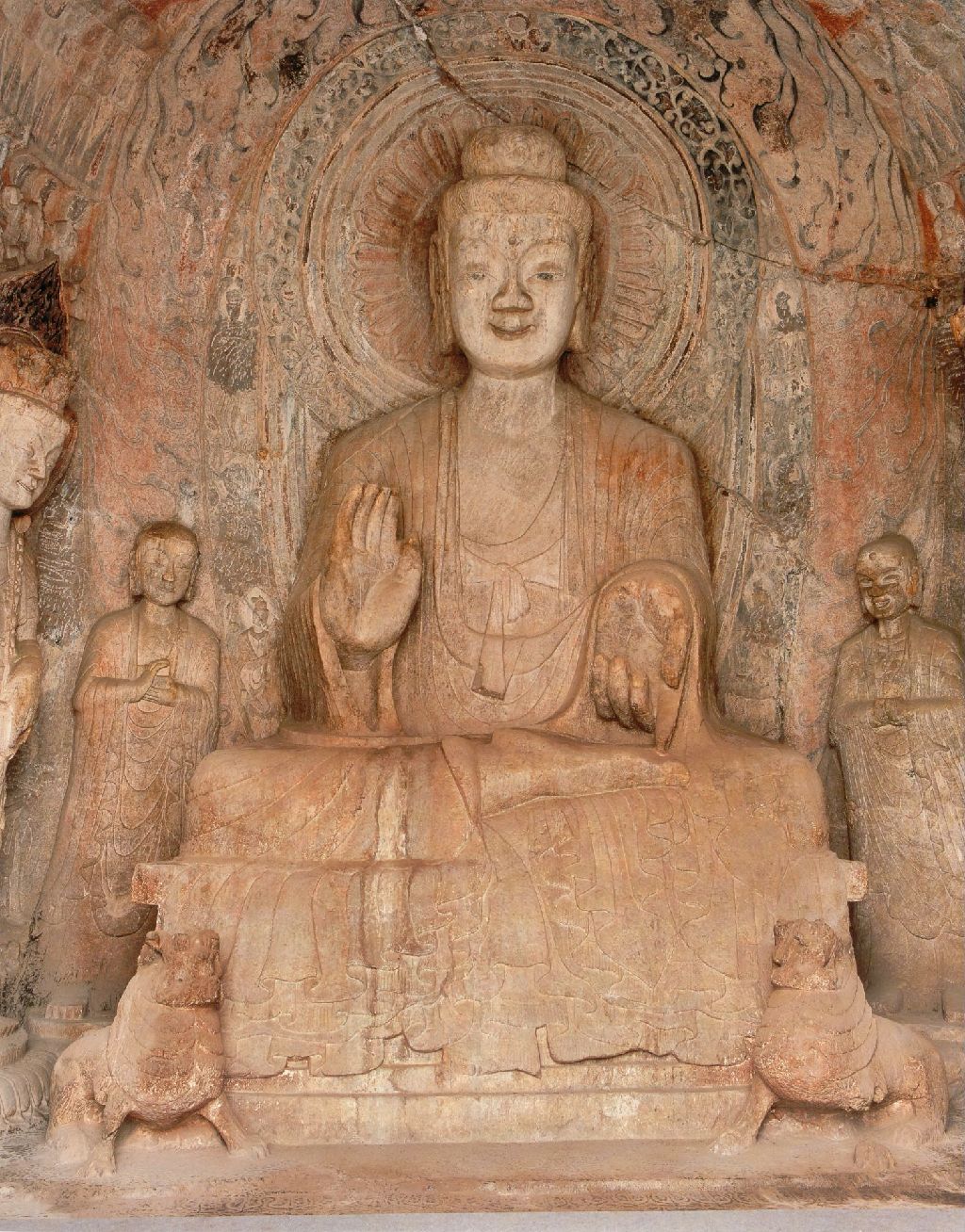 Miniature of Longmen Binyang Central Cave, Buddha and disciples on the west wall of Cave 140