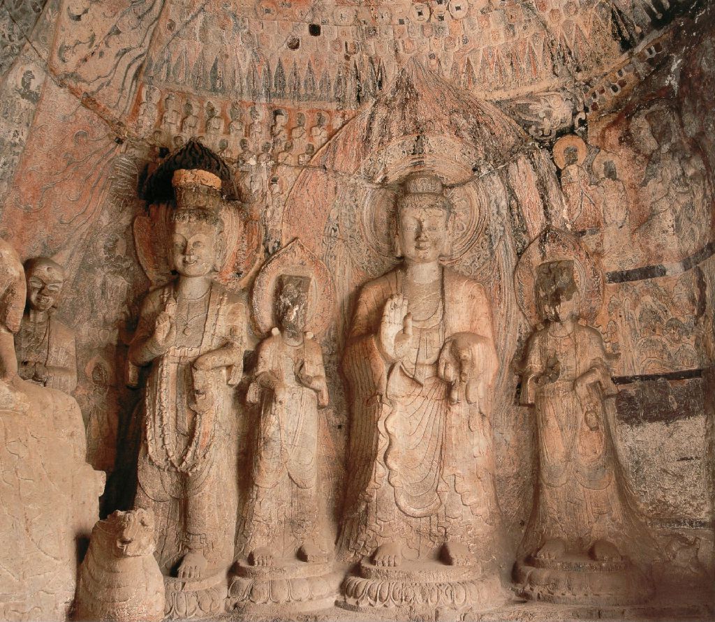 Miniature of Longmen Binyang Central Cave, The Bodhisattva on the left side on the West Wall and the North Wall of Cave 140