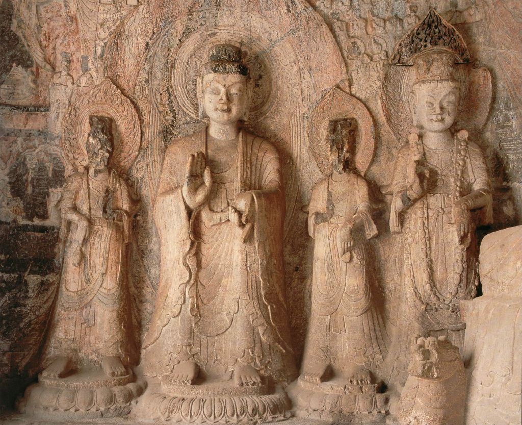 Miniature of Longmen Binyang Central Cave, The Bodhisattva on the right side on the West Wall and the South Wall of Cave 140