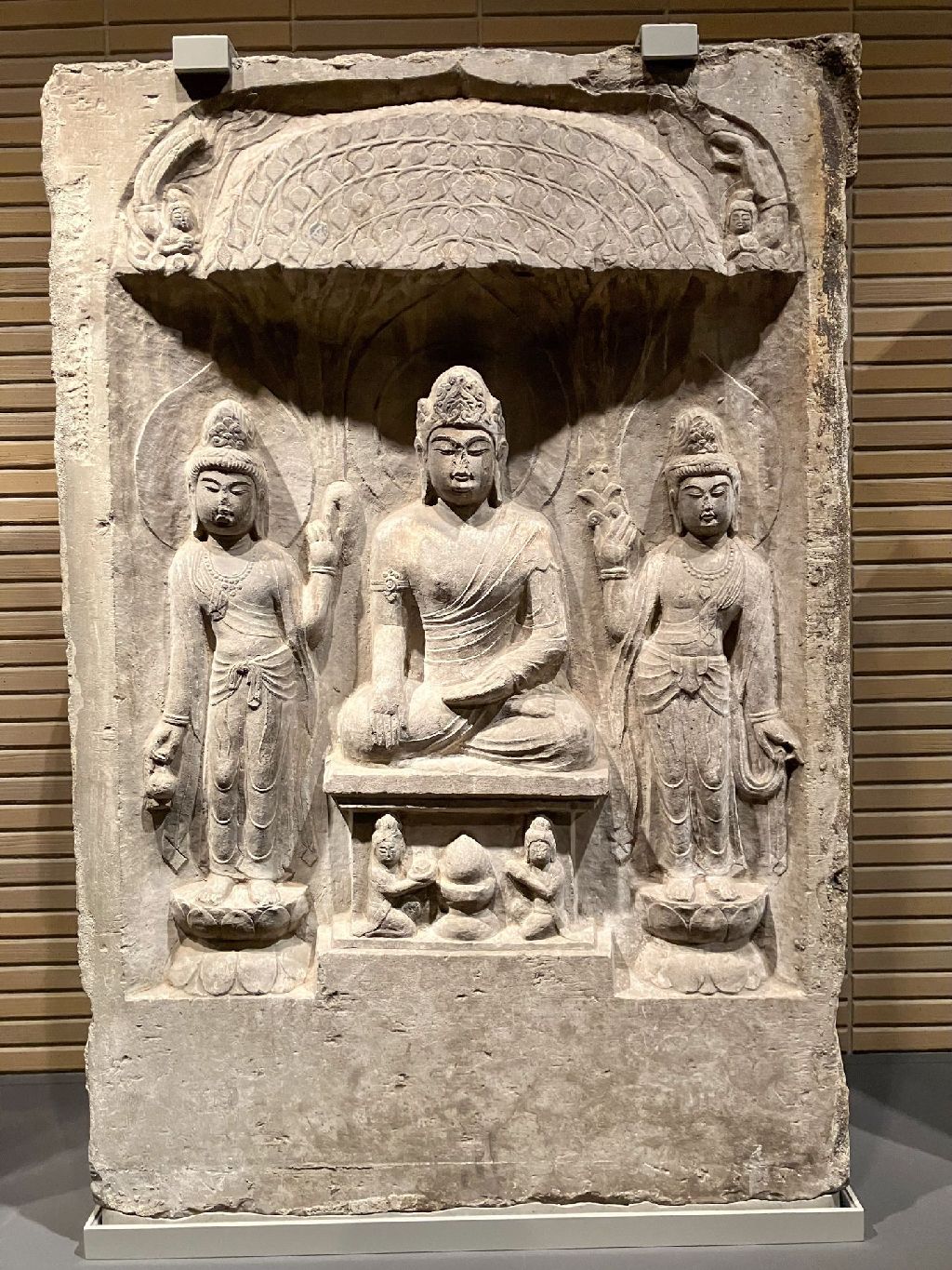 Miniature of Buddha with Two Attendants in a Niche