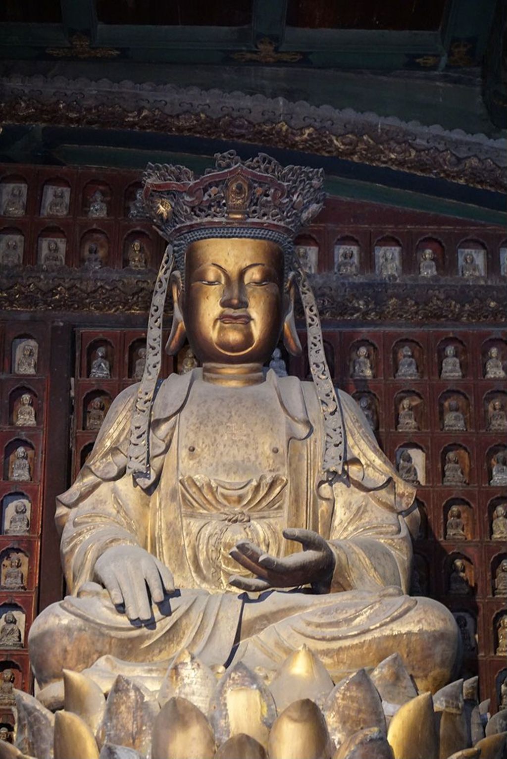 Miniature of Buddha Triad from Wanfo Pavilion (Wanfoge, Ten Thousand Buddhas Pavilion), Rocana Buddha