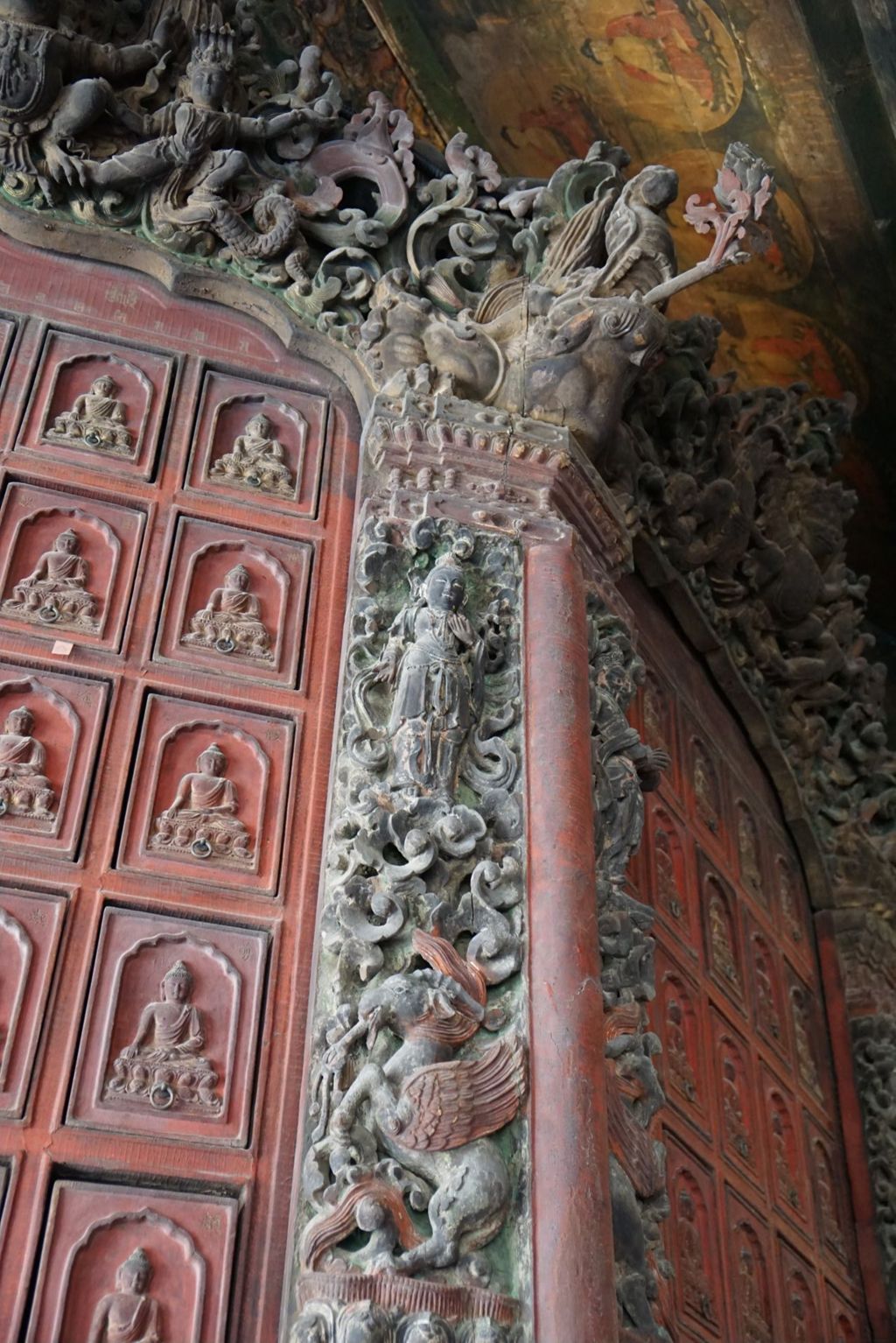 Miniature of Revolving Sutra Cabinet (Zhuanlun Jingzang, or Scripture Cabinet) in Sutra Hall (Zangdian, or Scripture Hall), Leviathan at the corner