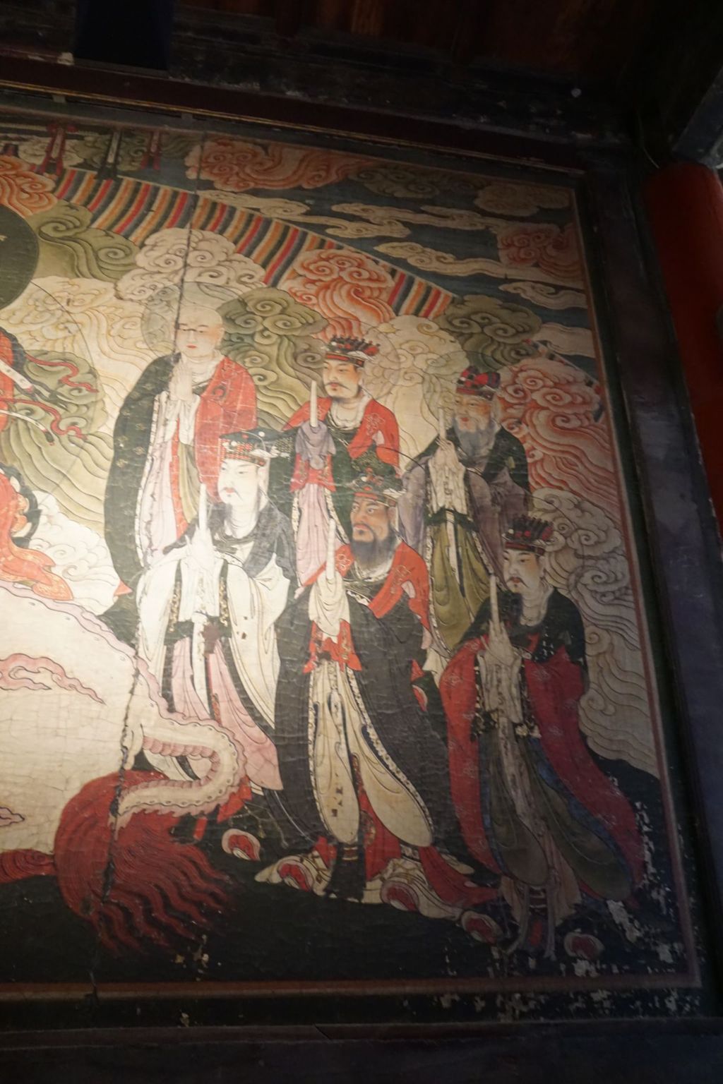 Miniature of Dizang Bodhisattva with the Ten Kings of Hell Mural from Zhihua Hall (Zhihuadian, Hall of Transforming Wisdom), Elder Min and five of Ten Kings of Hell
