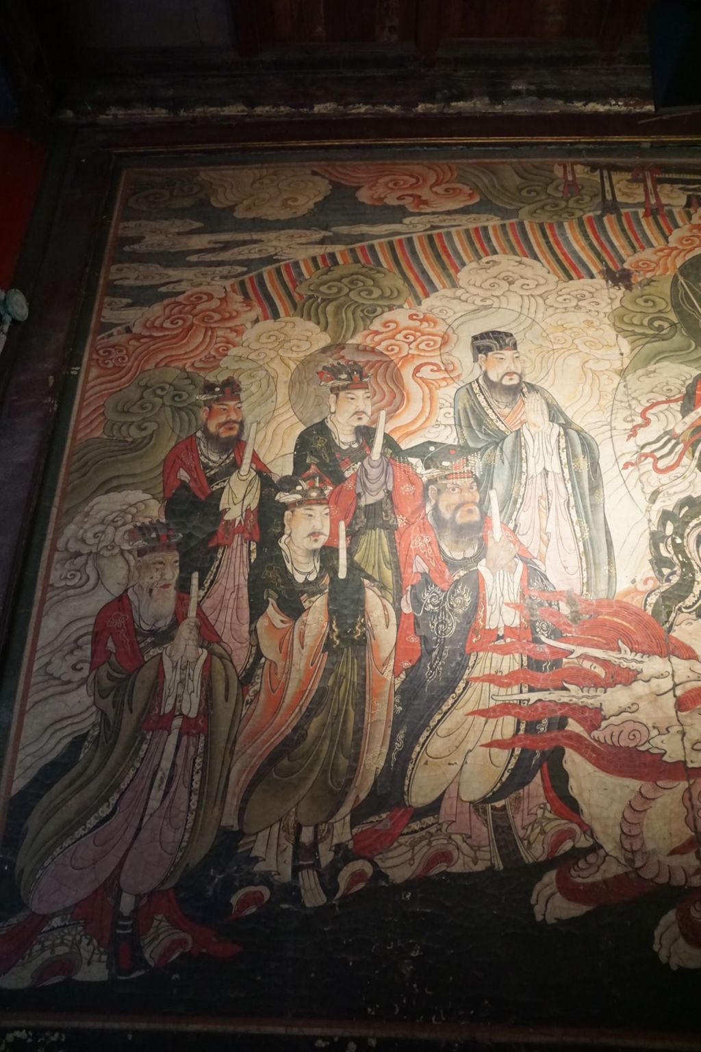 Miniature of Dizang Bodhisattva with the Ten Kings of Hell Mural from Zhihua Hall (Zhihuadian, Hall of Transforming Wisdom), Daoming monk and five of Ten Kings of Hell