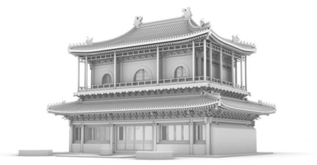 Miniature of Rulai Hall (Rulaidian, Tathagatha Hall or Shakyamuni Hall), exterior digital reconstruction