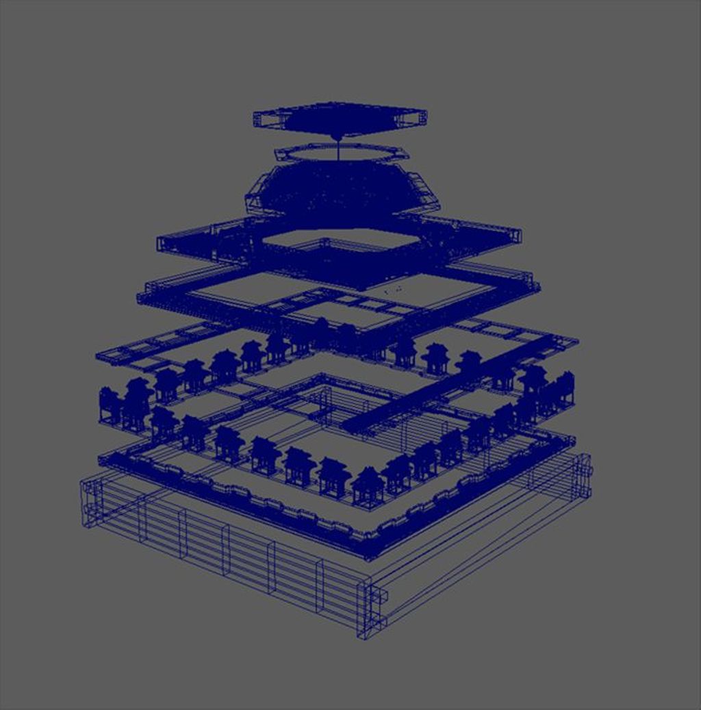 Miniature of Coffered Ceiling from Wanfo Pavilion (Wanfoge, Ten Thousand Buddhas Pavilion), ceiling model digital reconstruction