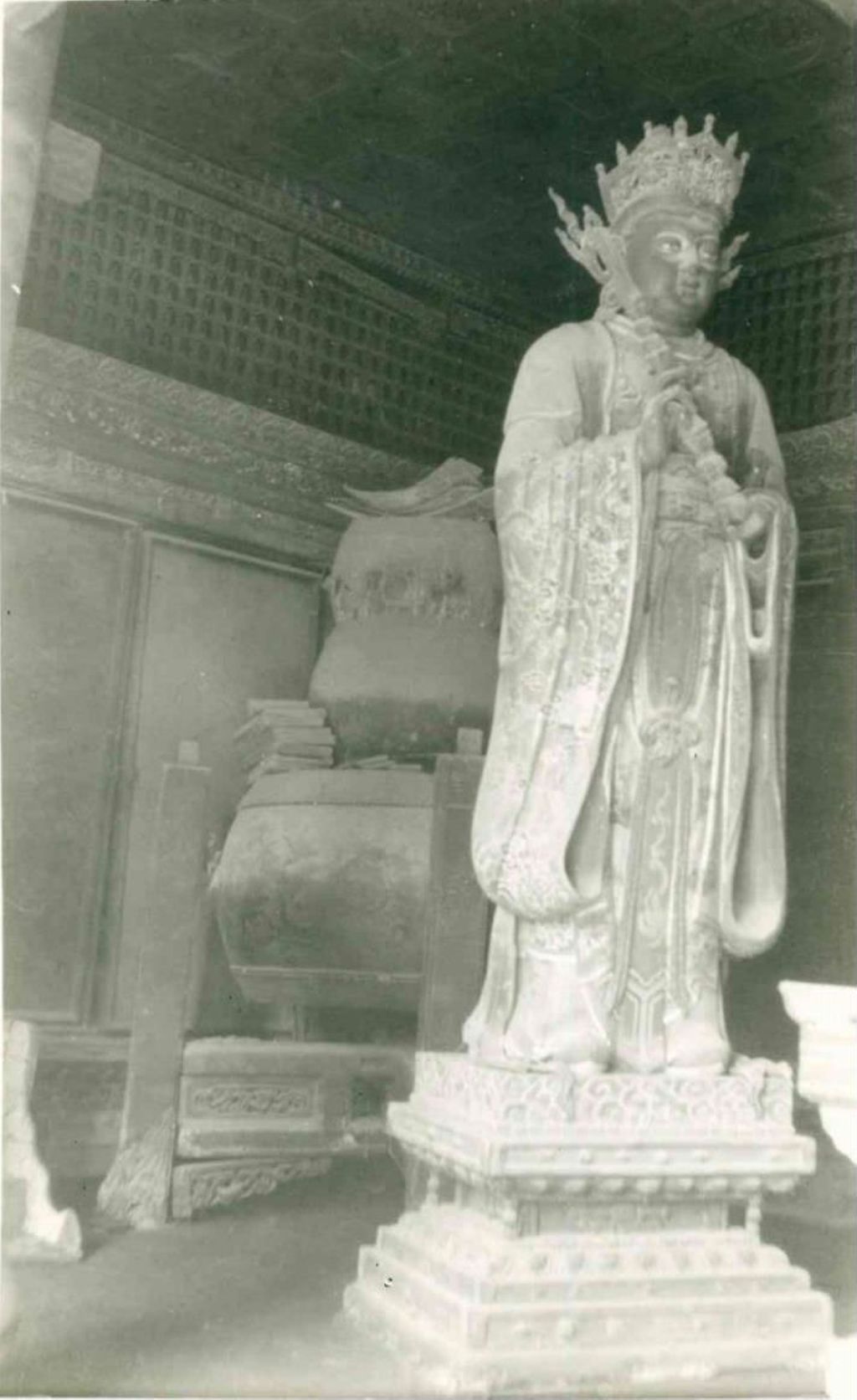 Miniature of Buddha Triad from Rulai Hall (Rulaidian, Tathagatha Hall or Shakyamuni Hall), Indra Buddha