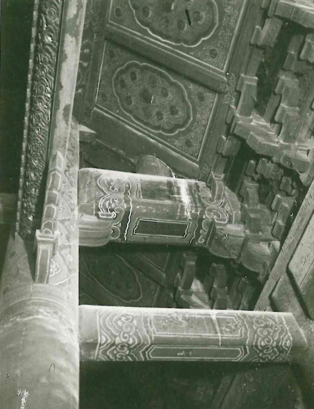 Miniature of Rulai Hall (Rulaidian, Tathagatha Hall or Shakyamuni Hall), ceiling, purlins, and column