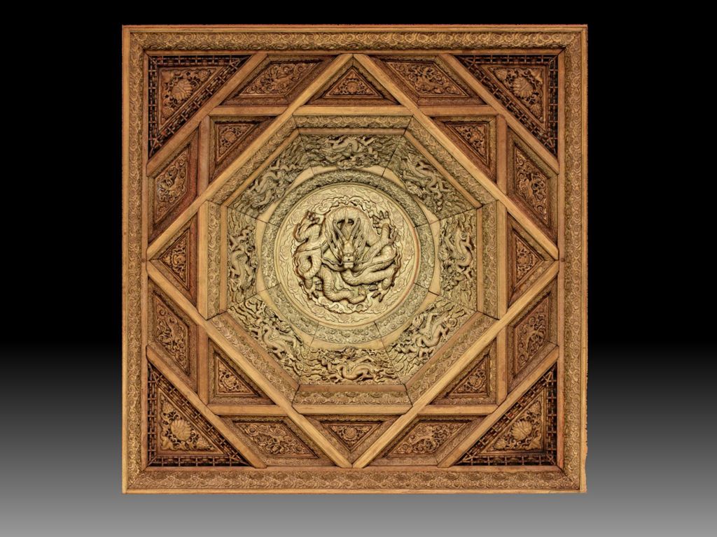 Miniature of Coffered Ceiling from Wanfo Pavilion (Wanfoge, Ten Thousand Buddhas Pavilion), central ceiling well
