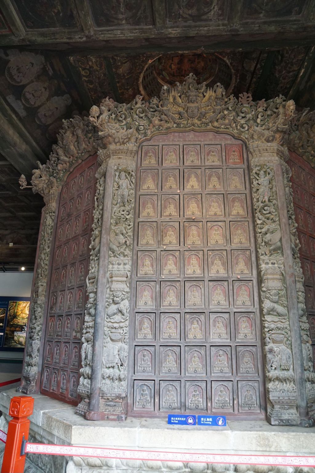 Miniature of Revolving Sutra Cabinet (Zhuanlun Jingzang, or Scripture Cabinet) in Sutra Hall (Zangdian, or Scripture Hall), front and side