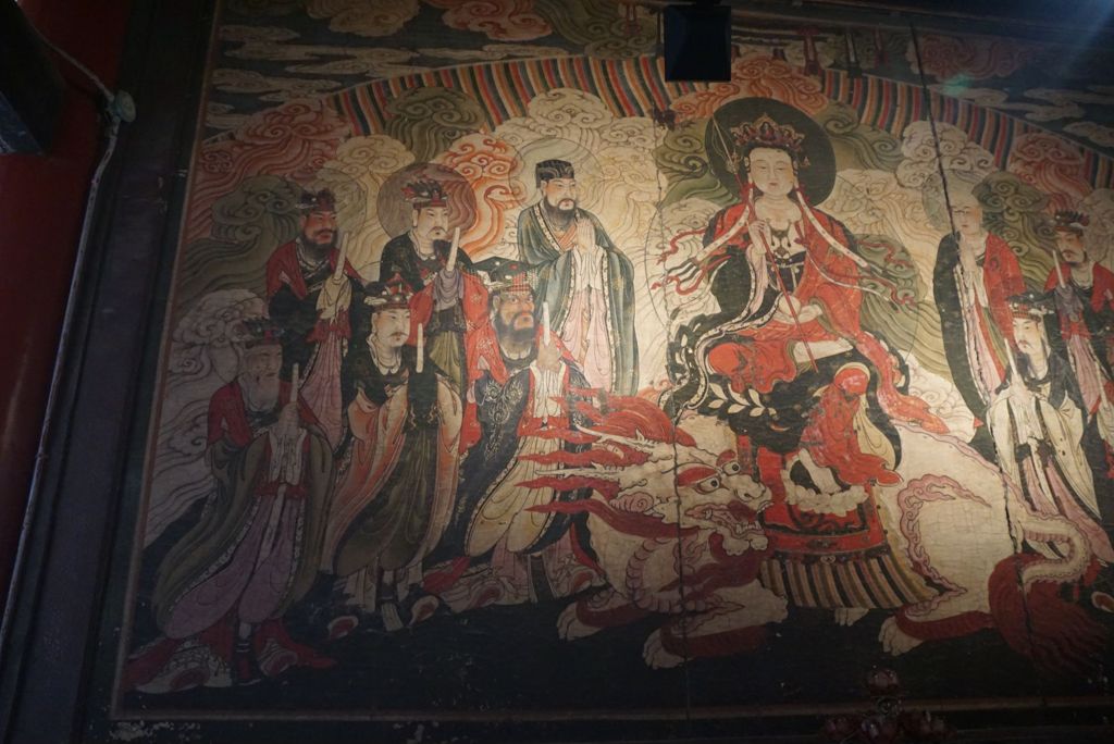 Miniature of Dizang Bodhisattva with the Ten Kings of Hell Mural from Zhihua Hall (Zhihuadian, Hall of Transforming Wisdom), Daoming monk and five of Ten Kings of Hell